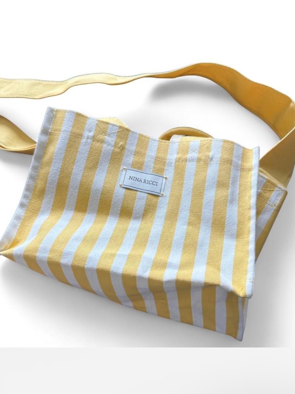 Nina Ricci Yellow and White Striped Canvas Tote